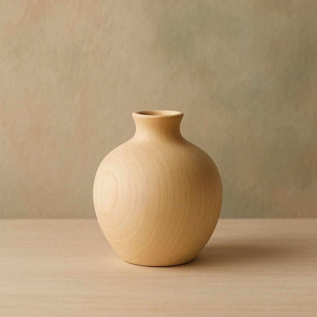 Pebble Bud Aspen Vase — complete natural wood silhouette