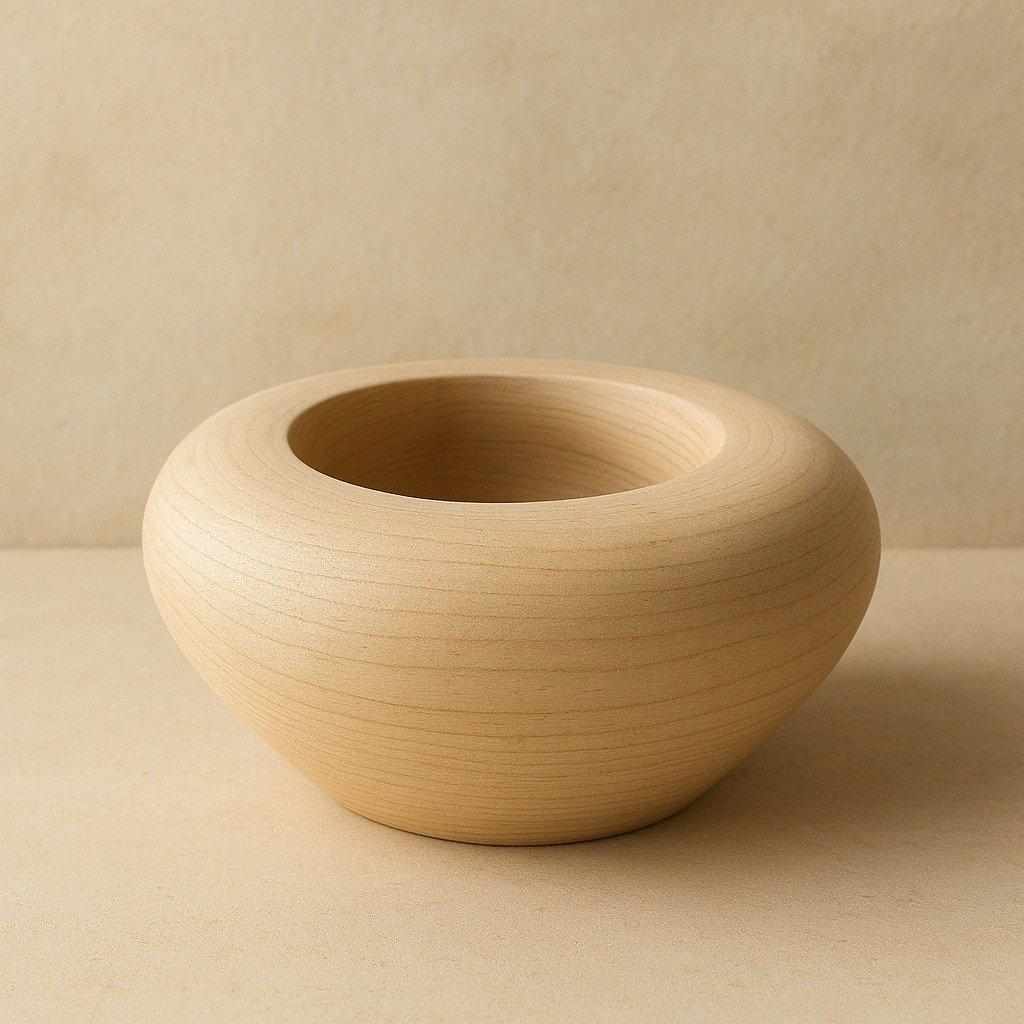 Hollow Aspen Bowl Vase — complete natural wood silhouette