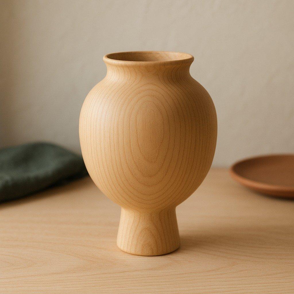 Sculptural pale aspen pedestal vase