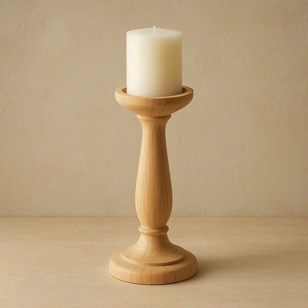 Spire Wooden Candle Holder — complete natural wood silhouette